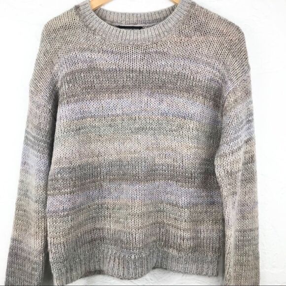 Something Navy Muted Striped Lavender Sweater - Picture 6 of 11